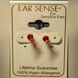 Ear Sense Brand Ruby crystal earrings hypoallergenic.NWT.